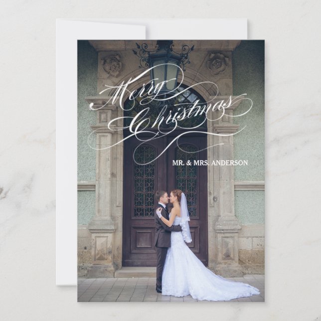 Elegant Script Newly Married | Holiday Photo Card (Front)