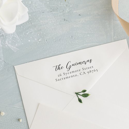 Elegant Script Newlywed Or Wedding Return Address Self_inking Stamp
