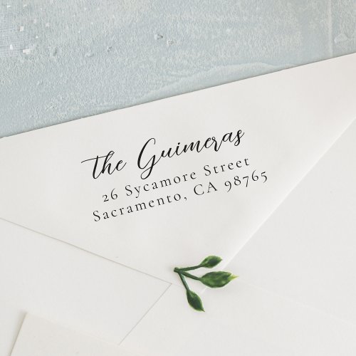 Elegant Script Newlywed Or Wedding Return Address Self_inking Stamp