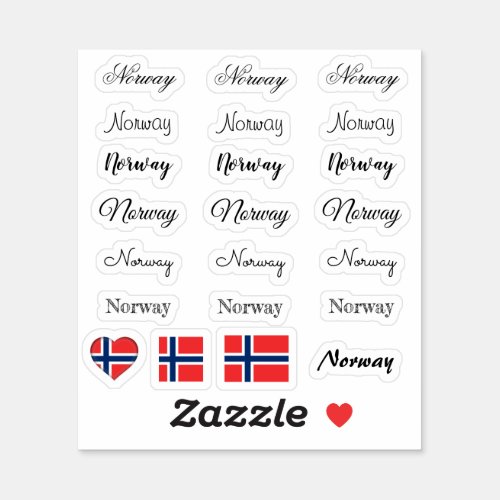 Elegant script Norway  Norwegian Flag name Set Sticker