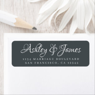 Elegant Script Off-Black Wedding Return Address Label