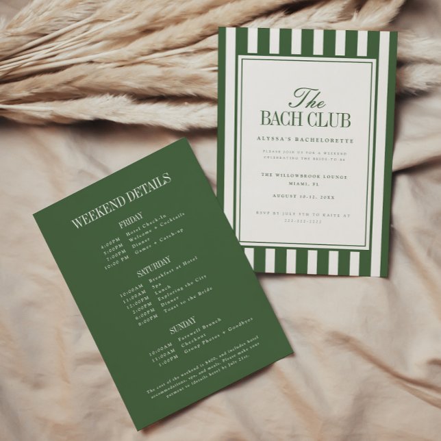 Elegant Script Olive Green Bachelorette Weekend Invitation (Creator Uploaded)