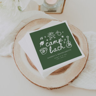 Elegant Script Olive Green Camp Bachelorette Party Napkins