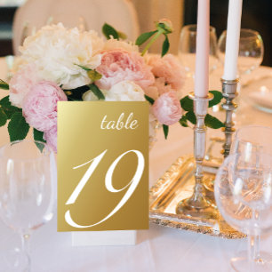 Elegant Script Ombre Gold Wedding Table Number