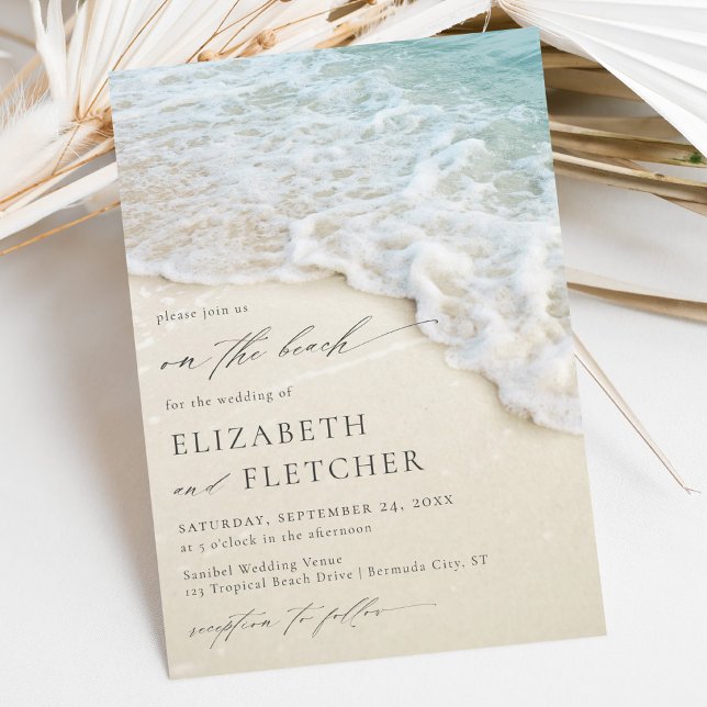 Elegant Script On The Beach Wedding Invitation (Creator Uploaded)