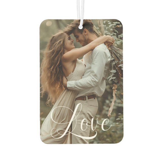 Elegant Script One Photo LOVE Air Freshener (Back)