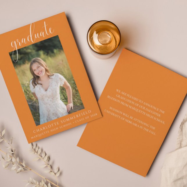 Elegant Script Orange Graduation Announcement (Creator Uploaded)
