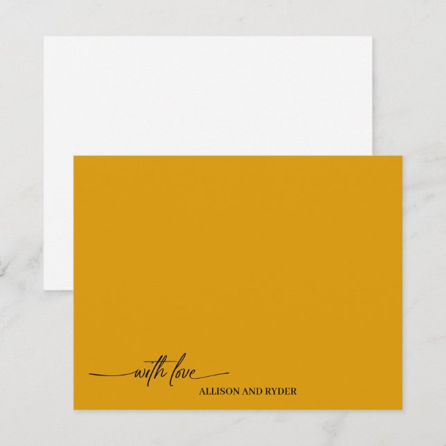 Elegant Script Orange Mango With Love Thank You Note Card (Front/Back)
