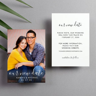 Elegant Script Our New Date Photo Wedding Save The Date