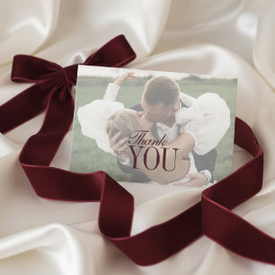 Elegant Script Overlay Double-sided Photo Letterpress Thank You Card