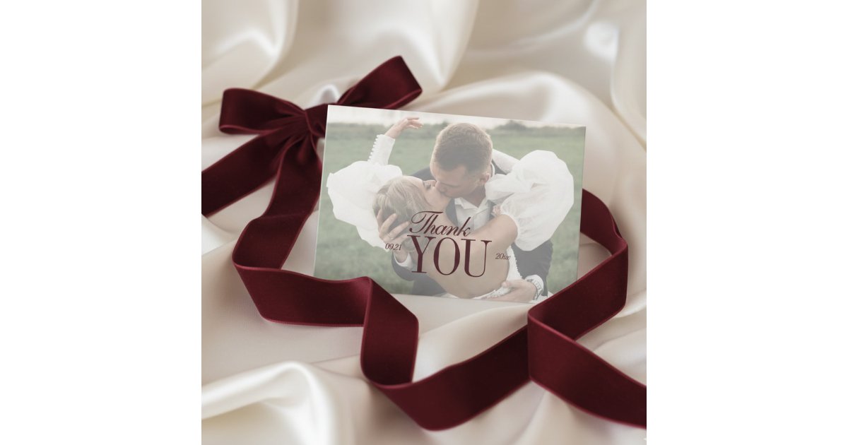 Elegant Script Overlay Double-sided Photo Thank You Card | Zazzle