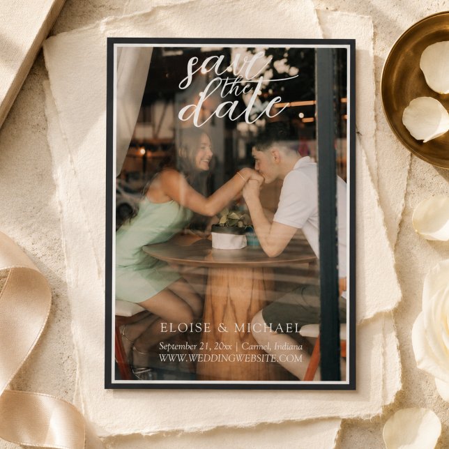 Elegant Script Overlay Photo Save The Date (Elegant Script Overlay Photo Save The Date)