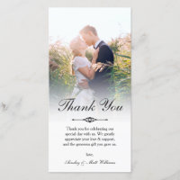 Elegant Script Overlay Wedding Photo Thank You