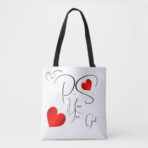 Elegant Script PS Red Heart I Love You God Note Tote Bag