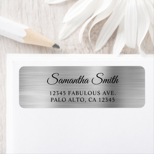 Elegant Script Pale Metallic Silver Label (Insitu)