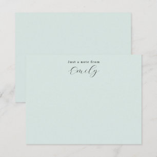 Elegant Script Pale Mint Green Personalized Flat Note Card