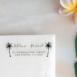 Elegant Script & Palm Trees Wedding Return Address Rubber Stamp<br><div class="desc">Elegant Script & Palm Trees Wedding Return Address rubber stamps by invintage.</div>
