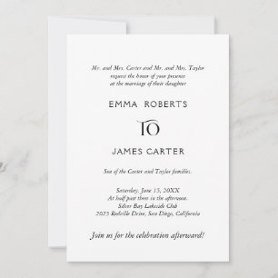 Elegant Script Parent Wedding Invitation