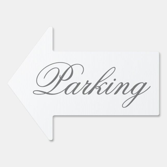 Elegant Script Parking Arrow Yard Sign (Front)