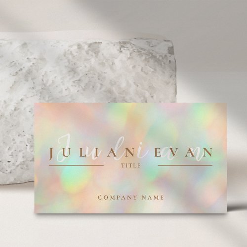 Elegant Script Pastel Glitter Holographic Beauty Business Card