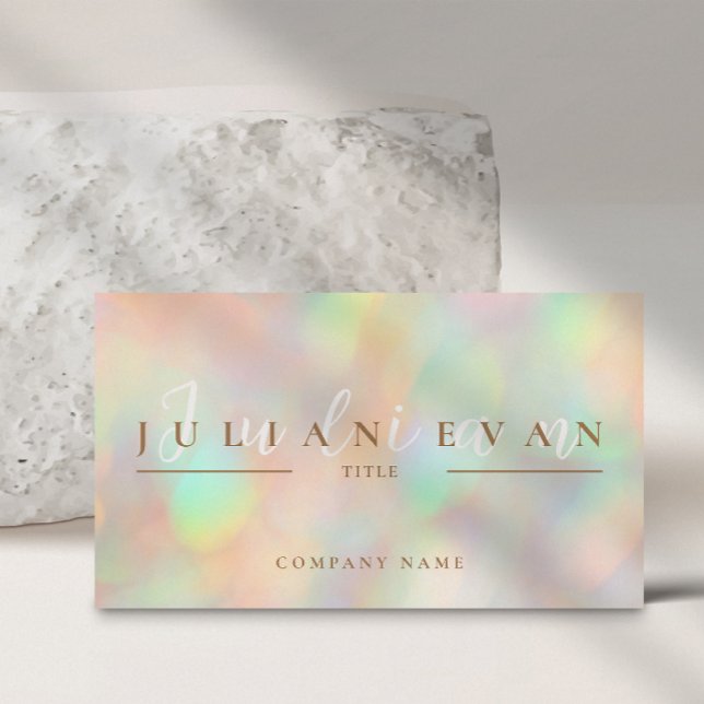 Elegant Script Pastel Glitter Holographic Beauty Business Card (Creator Uploaded)