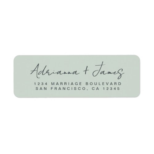 Elegant Script Pastel Green Wedding Return Address Label