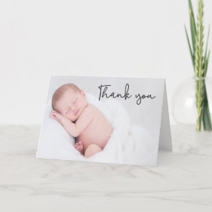 Elegant Script Personalized Baby Birth Announceme Letterpress Thank You Card