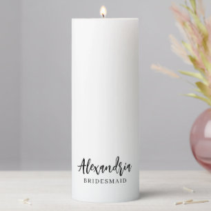 Elegant Script Personalized Bridesmaid Name Pillar Candle