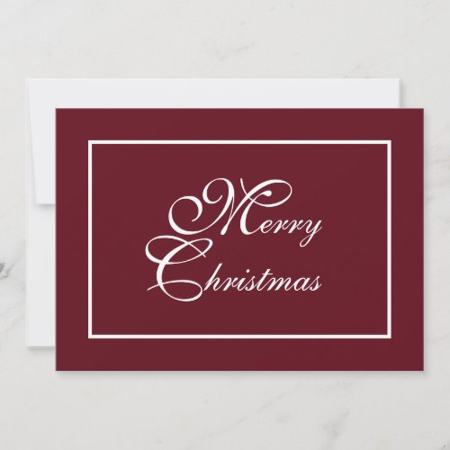 Elegant Script Personalized Burgundy Red Christmas Holiday Card
