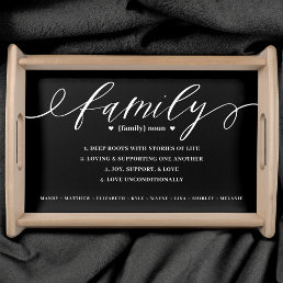 Elegant Script Personalized Definition of family Serving Tray