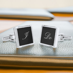 Elegant Script Personalized "I Do" Groom Cufflinks