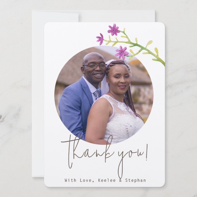 Elegant Script Personalized Photo Thank You Card (Front)