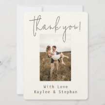Elegant Script Personalized Photo Thank You Card