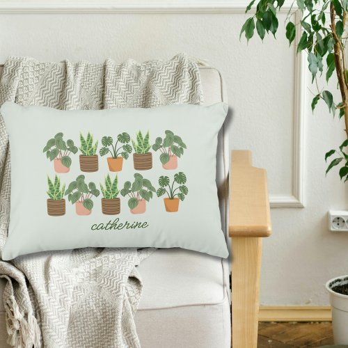 Elegant Script Personalized Plant Lover Accent Pillow