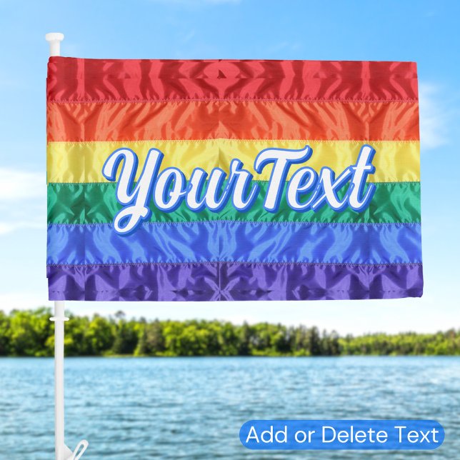 Elegant Script Personalized Text Gay Pride Rainbow Car Flag (Creator Uploaded)