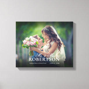 Elegant Script Personalized Wedding Canvas Print