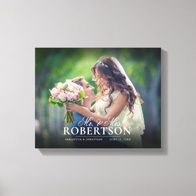 Elegant Script Personalized Wedding Canvas Print (Front)