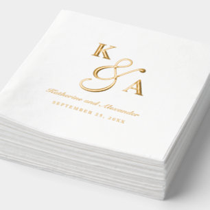 Elegant Script Personalized Wedding Monogram Real Foil Napkins
