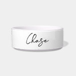 Elegant script pet name custom bowl<br><div class="desc">This simple script feed bowl will look great in your kitchen. Add your pet's name in the Personalize it section.</div>