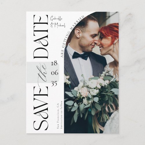 Elegant Script Photo Arch Wedding Save The Date Postcard