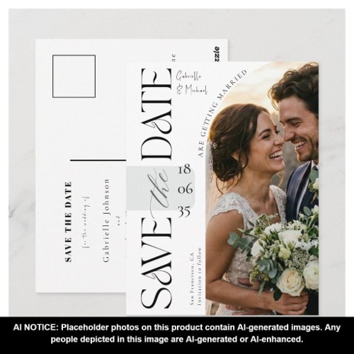 Elegant Script Photo Arch Wedding Save The Date Postcard