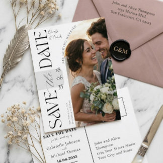 Elegant Script Photo Arch Wedding Save The Date Postcard
