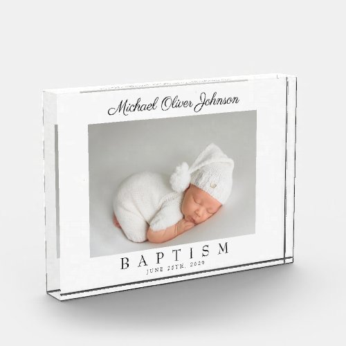 Elegant Script Photo Baptism Photo Block