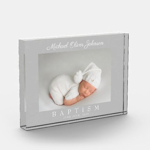 Elegant Script Photo Baptism Photo Block