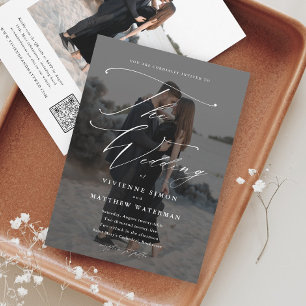 Elegant Script Photo Budget Wedding Invitation