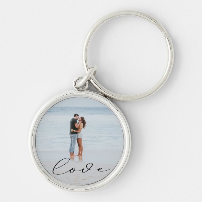 Elegant Script | Photo Button Keychain (Front)