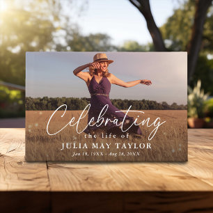 Elegant Script Photo Celebrating the Life of  Guest Book