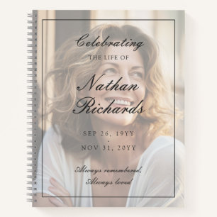 Elegant Script Photo Celebration of Life Funeral Notebook