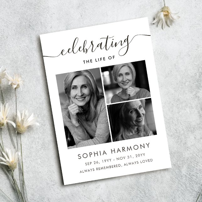 Elegant Script Photo Celebration of Life Program (Creator Uploaded)