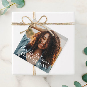 Elegant Script Photo Class of 2026 Graduation Favor Tags